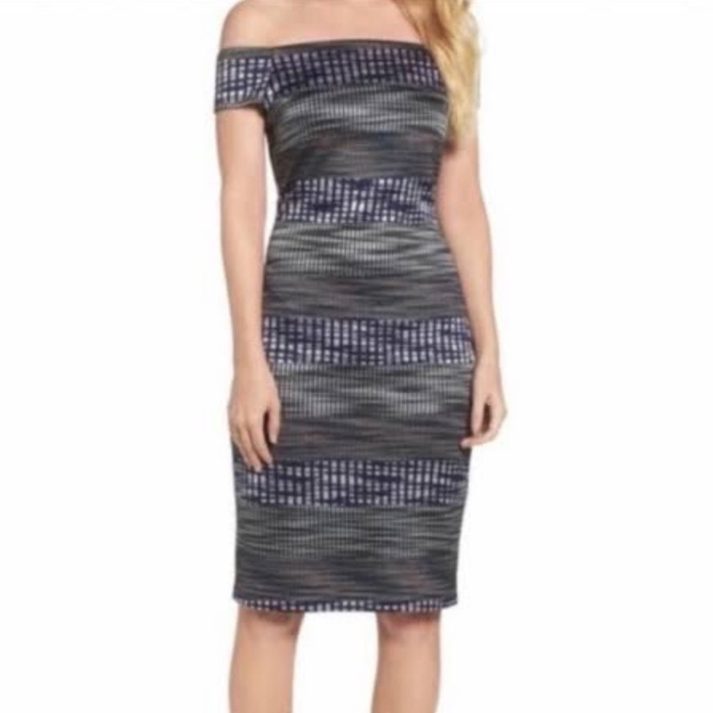 Vince Camuto Off Shoulder Sheath Dress 2 Multicolored